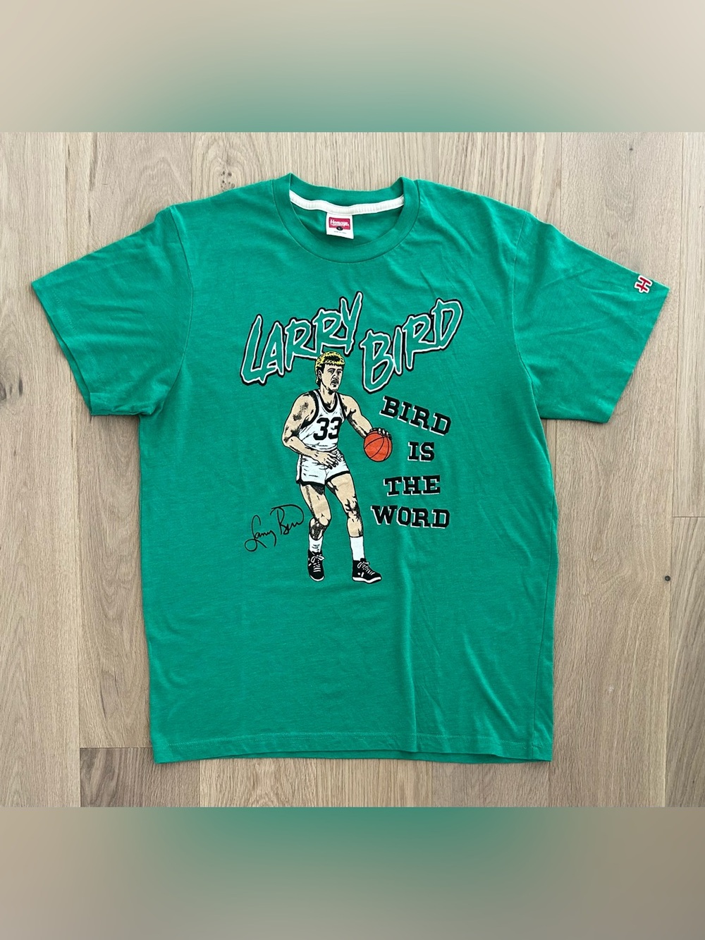 Homage Boston Celtics Larry Bird “Bird is the Word” Single Stitch T-Shirt